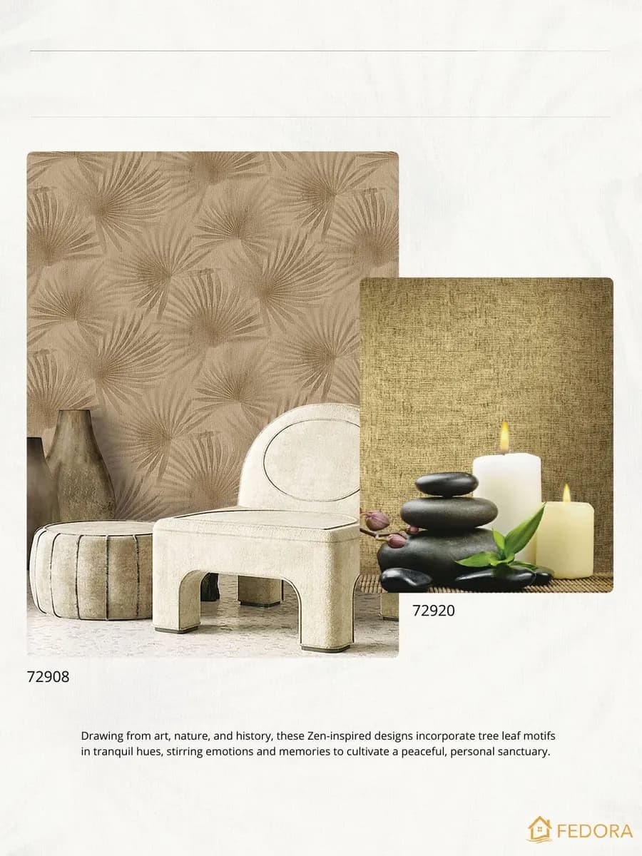 ZEN — Serene Nature Collection catalog page 10 — Fedora by Decori & Decori Imported Italian Wallpaper Collections