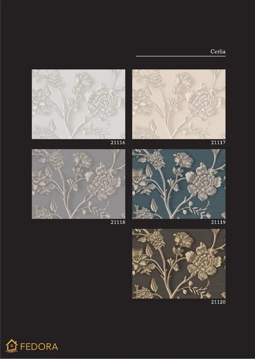 SILVA ESSENCE — Botanical & Floral catalog page 11 — Fedora by D&C · Produced by Zeno Wallpaper Imported Italian Wallpaper Collections
