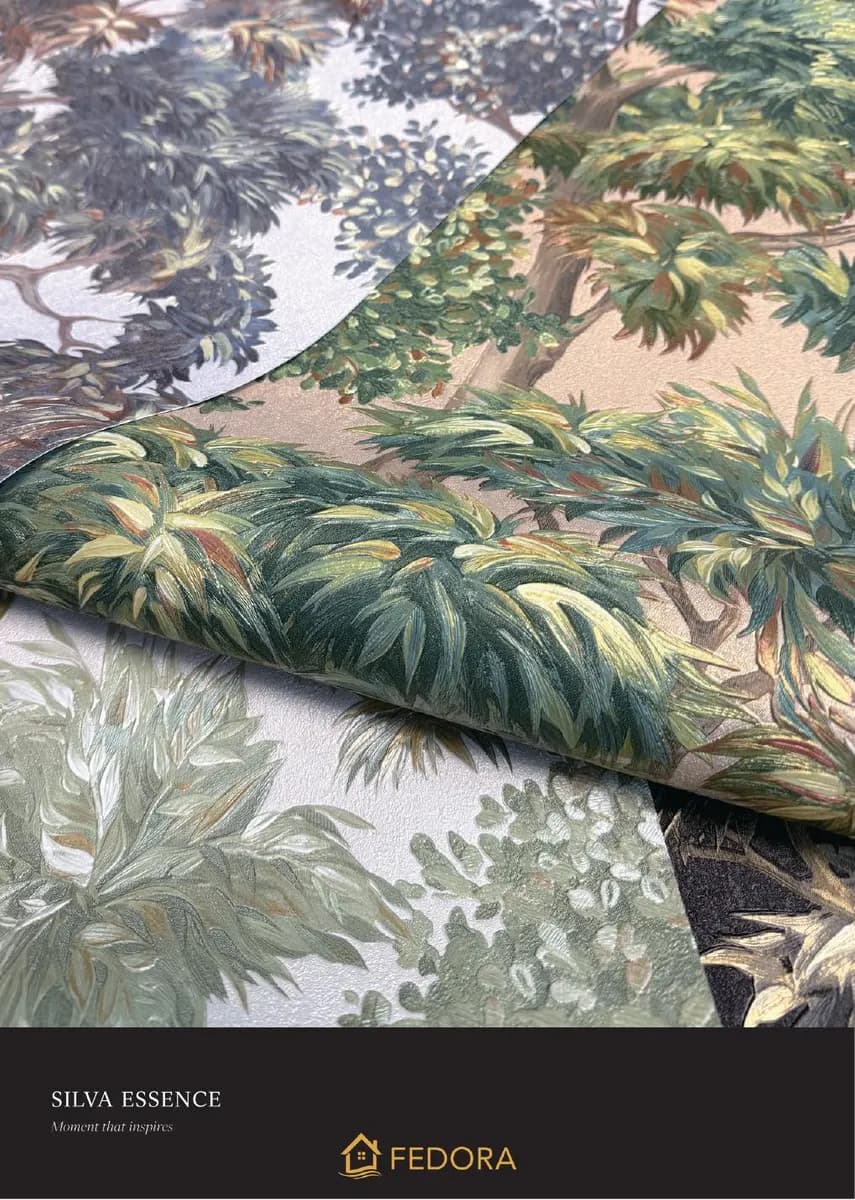SILVA ESSENCE — Botanical & Floral catalog page 16 — Fedora by D&C · Produced by Zeno Wallpaper Imported Italian Wallpaper Collections