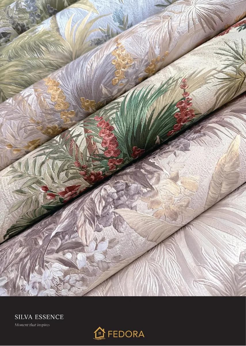 SILVA ESSENCE — Botanical & Floral catalog page 28 — Fedora by D&C · Produced by Zeno Wallpaper Imported Italian Wallpaper Collections