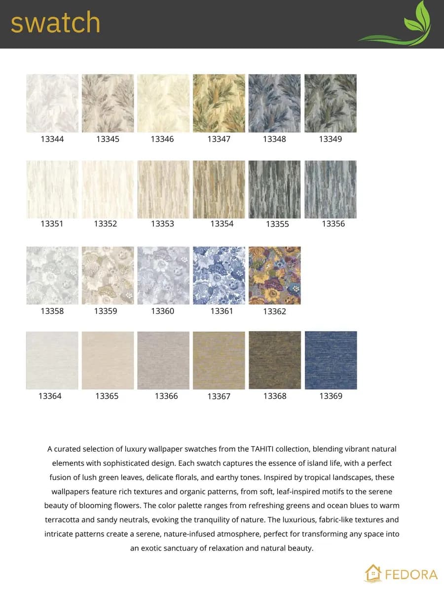 TAHITI — Tropical Botanical catalog page 5 — Fedora by D&C Imported Italian Wallpaper Collections