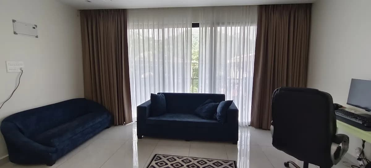 Blue Sofa With White Sheers tailored for Corlim homes