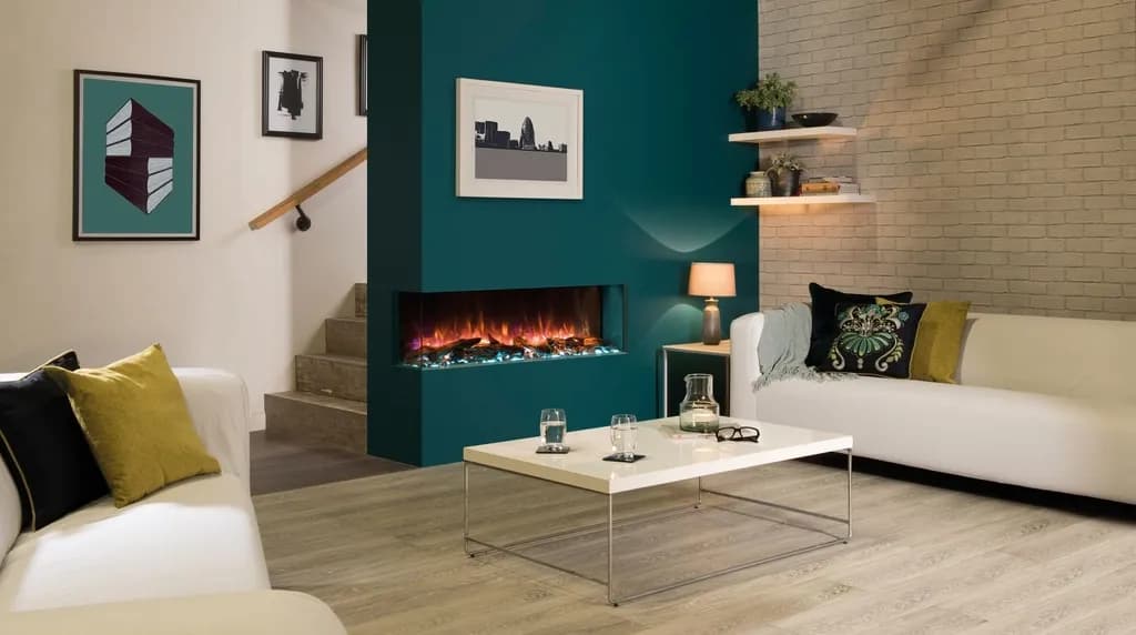 Living room with a light wood-look plank floor