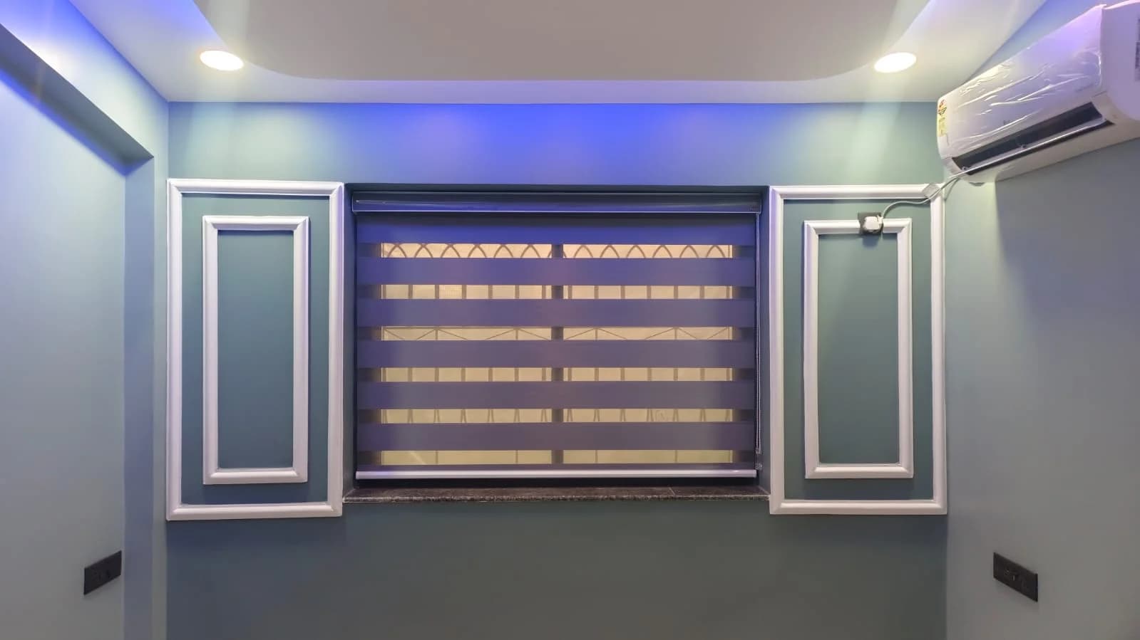 Dual Layer Translucent Zebra Blinds Ambient Lighting for a Vasco residence