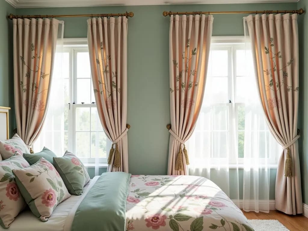 Printed Curtains in Master Bedroom