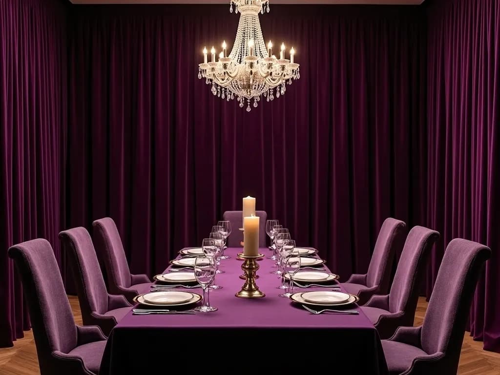 Velvet Curtains in Dining Room
