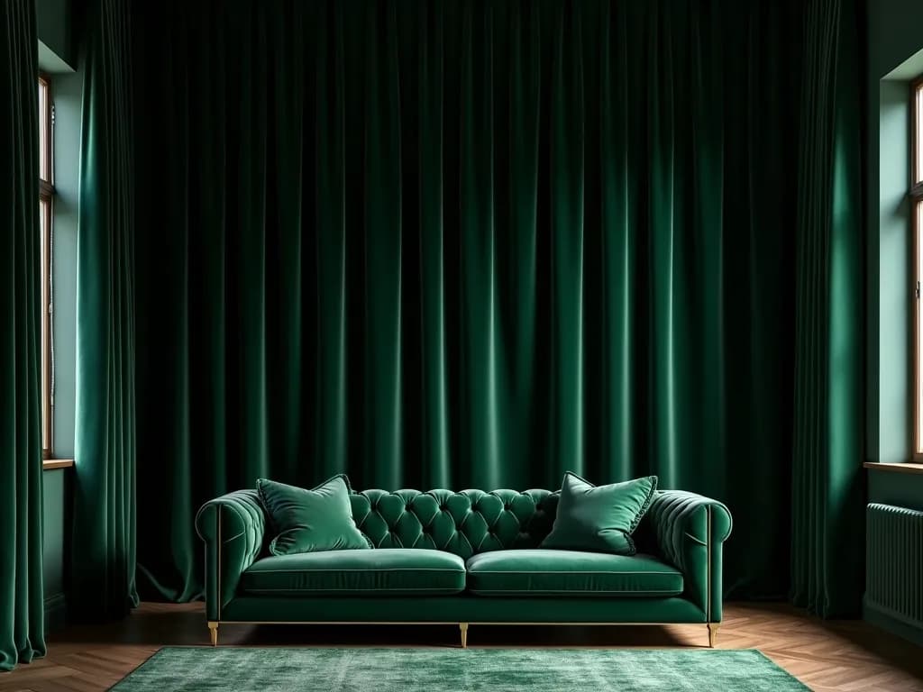 Velvet Curtains in Living Room