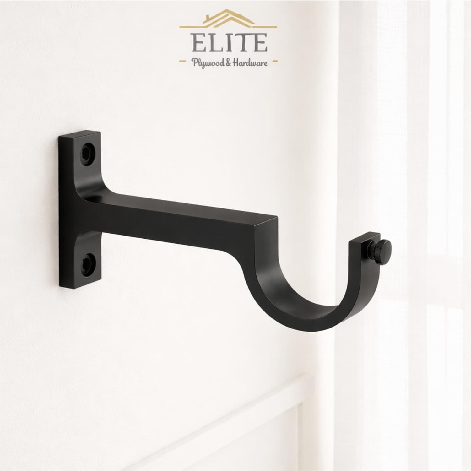 Matte Black Aluminum Curtain Rod Brackets (Pair) view 4