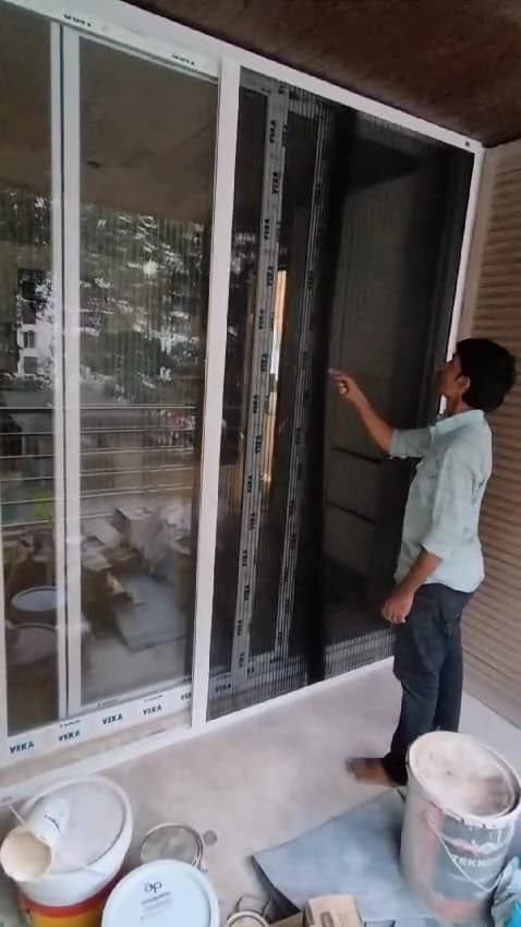 Sliding Mosquito Net for Balcony Doors Installed in Goa Villa