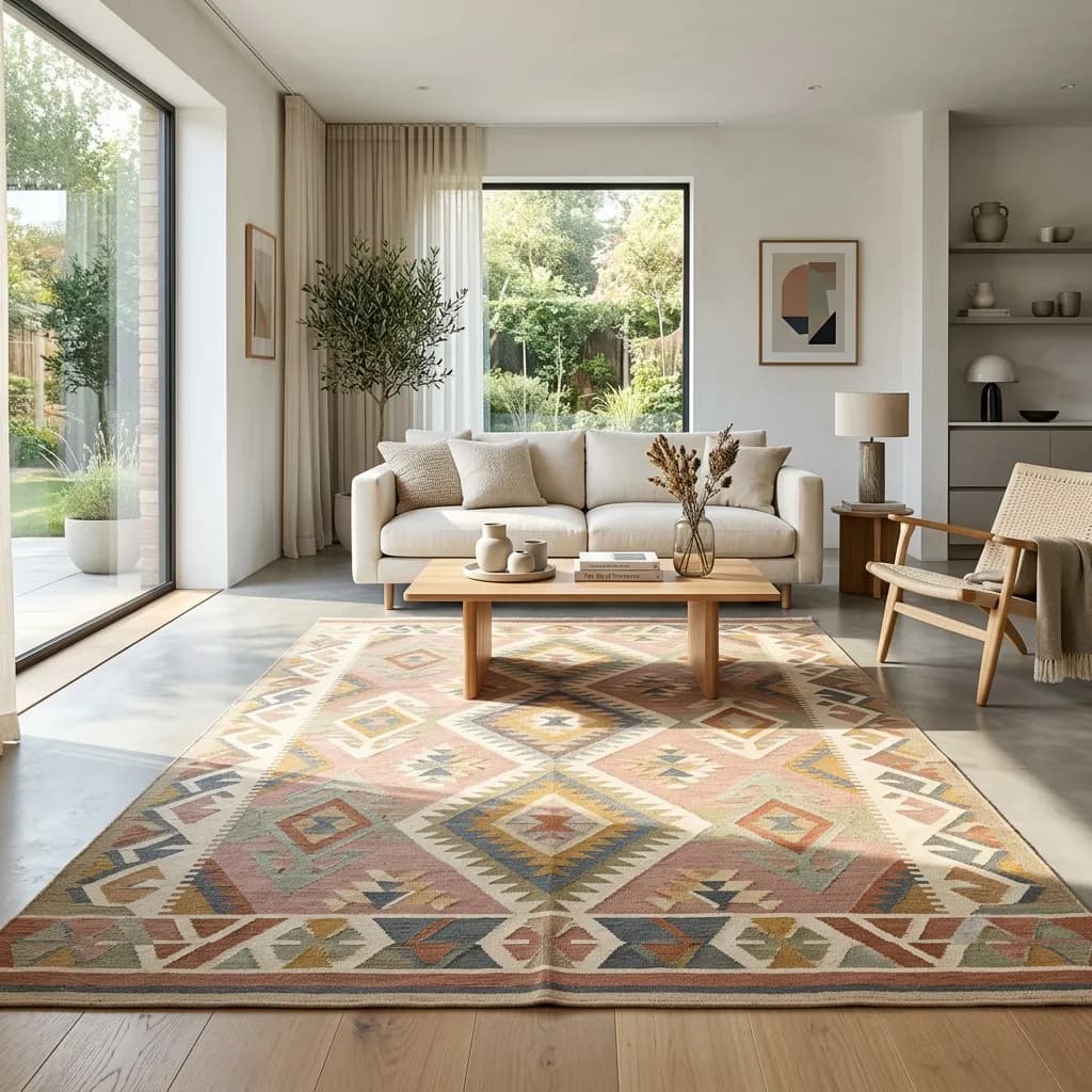 Durable outdoor dhurrie rugs for Goa patios