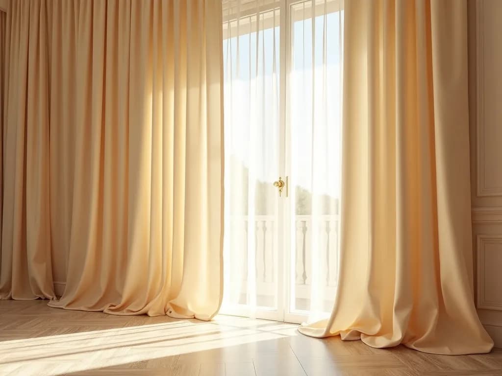 Silk Curtains in Luxury Living Room