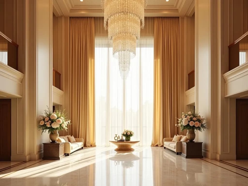 Silk Curtains in Resort Reception
