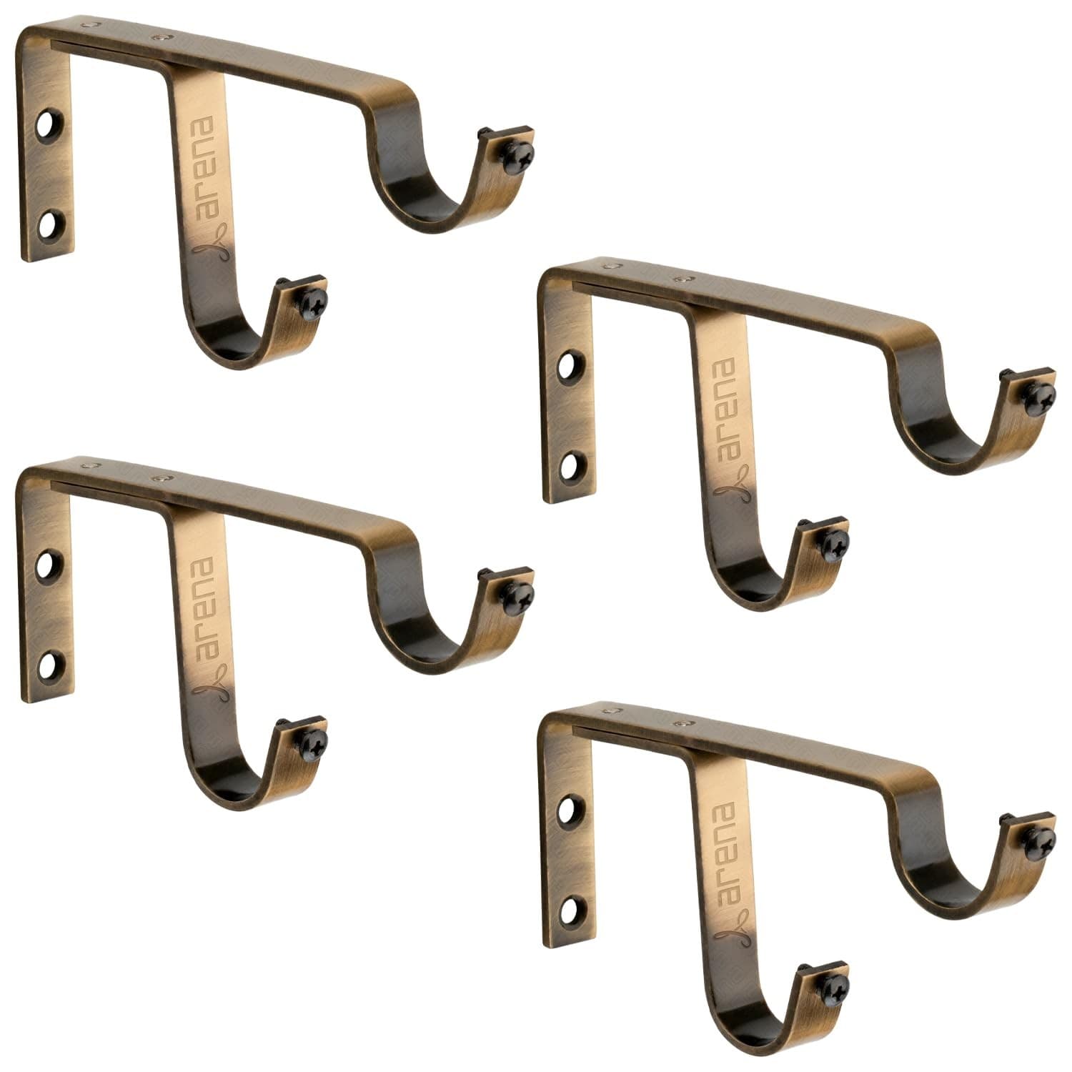 Antique Brass Double Curtain Rod Brackets (Pack of 4)