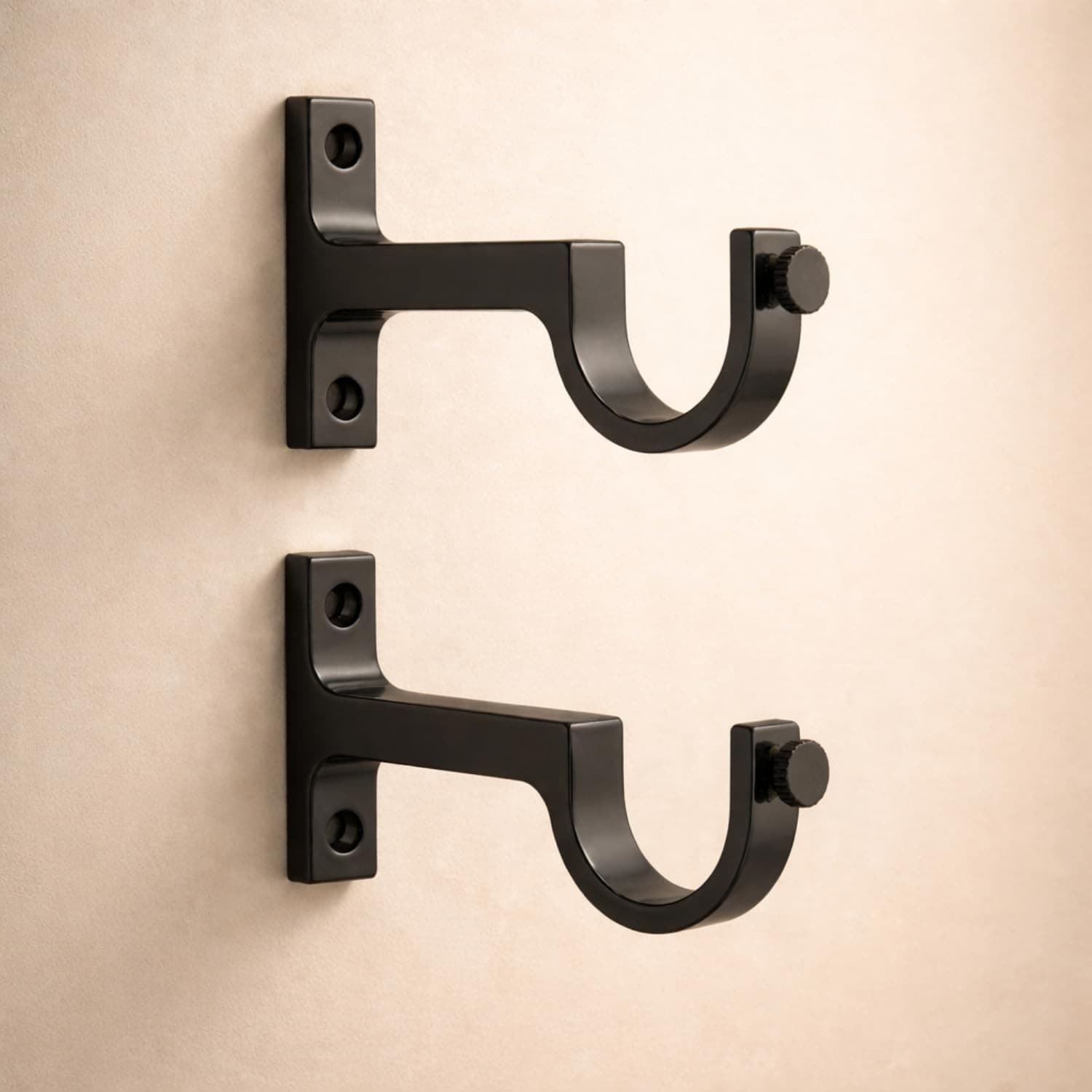 Matte Black Aluminum Curtain Rod Brackets (Pair)