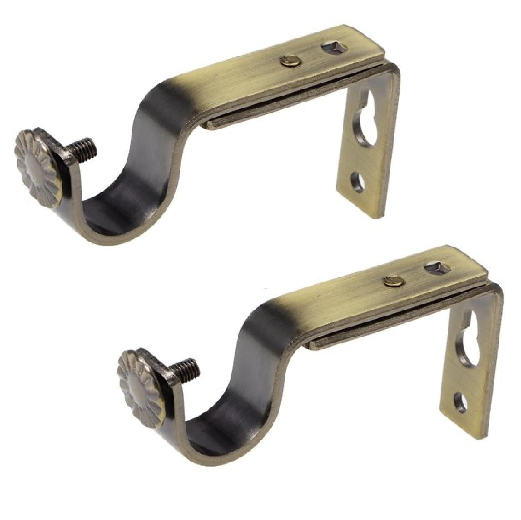 Antique Bronze Adjustable Curtain Rod Wall Brackets (Pair)
