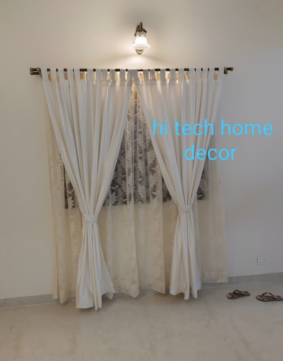 Cream Curtains Tied Back with Sheers crafted for Goa interiors