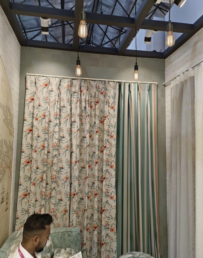 Floral Pinch Pleat and Striped Curtains crafted for Goa interiors