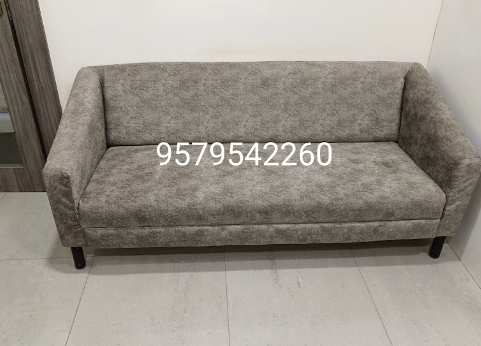 Grey Upholstered 2-Seater Sofa