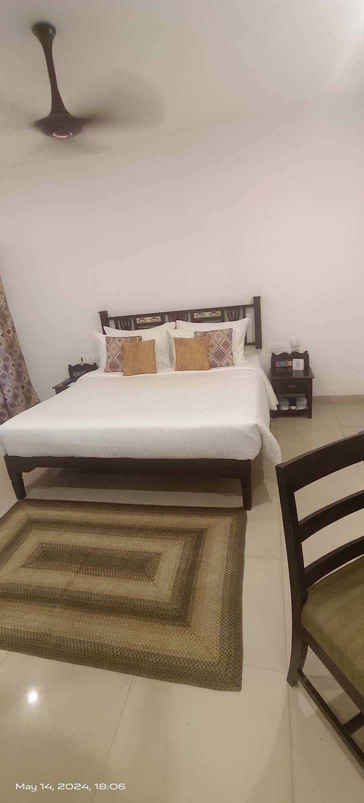 Wooden Bed With Woven Rug crafted for Goa interiors