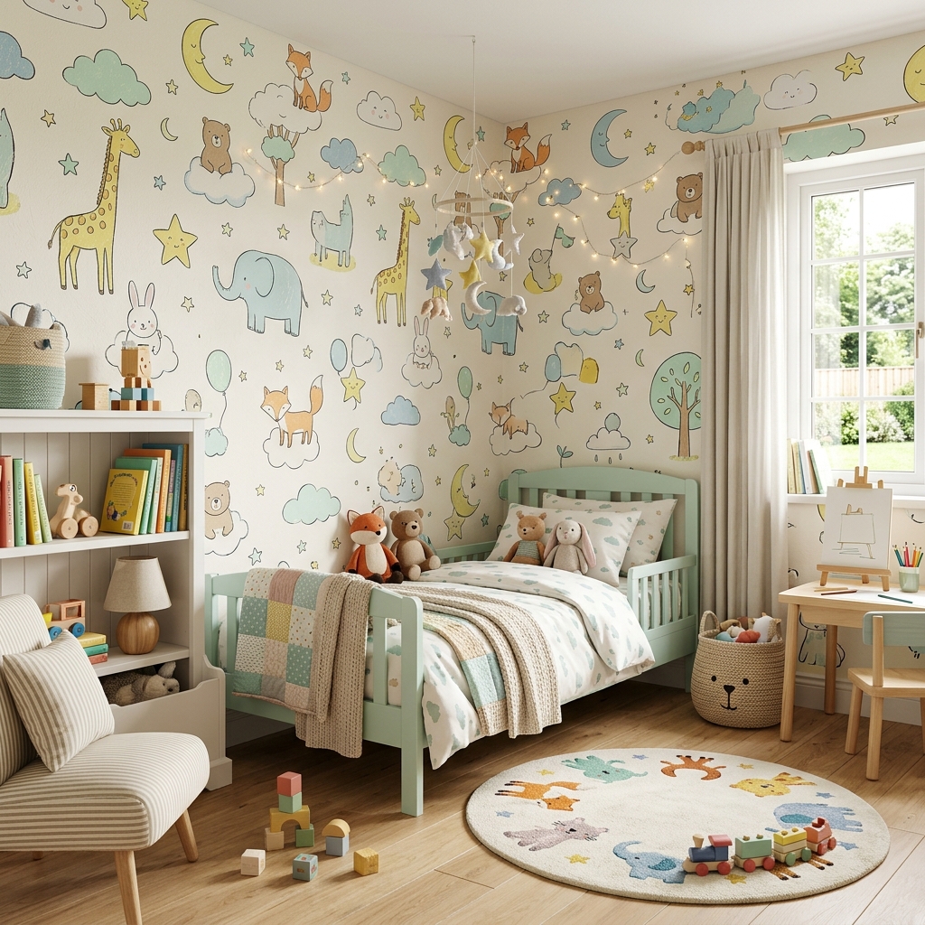 Playful kids bedroom wallpaper in Goa