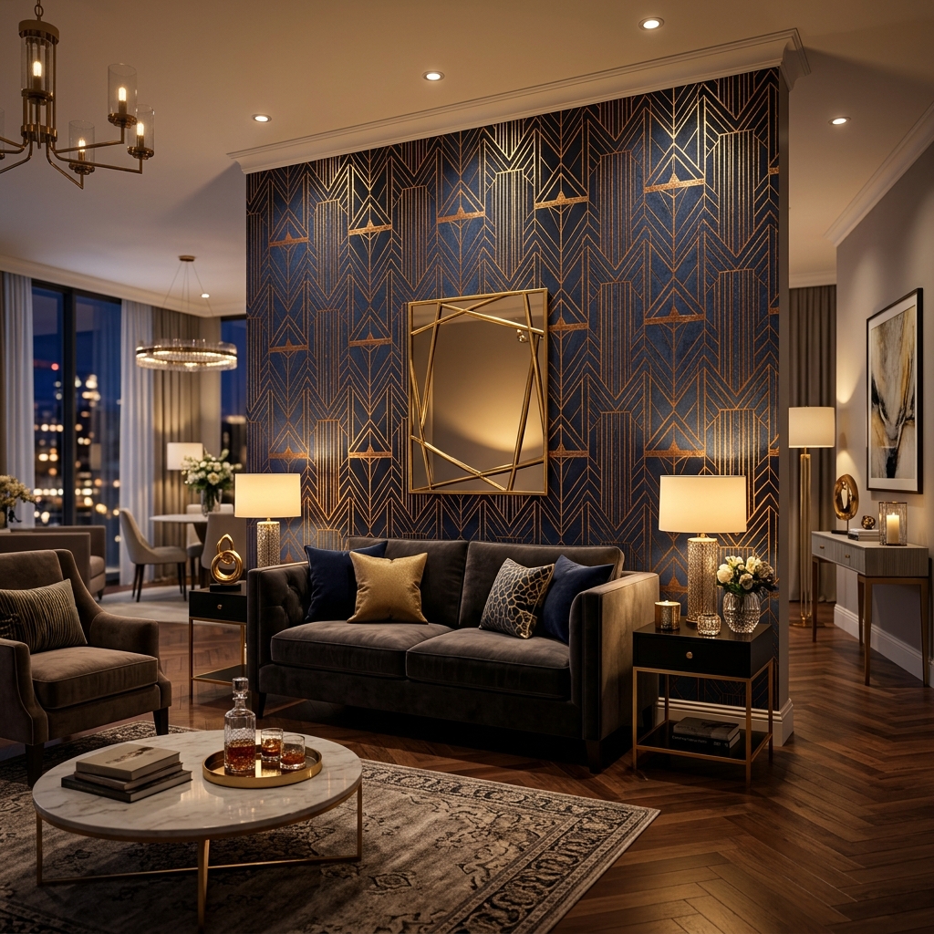 Luxury metallic accent wallpaper in Goa