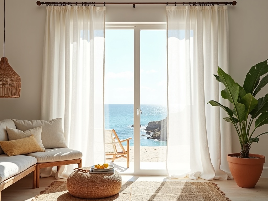 Linen Curtains in Coastal Villa