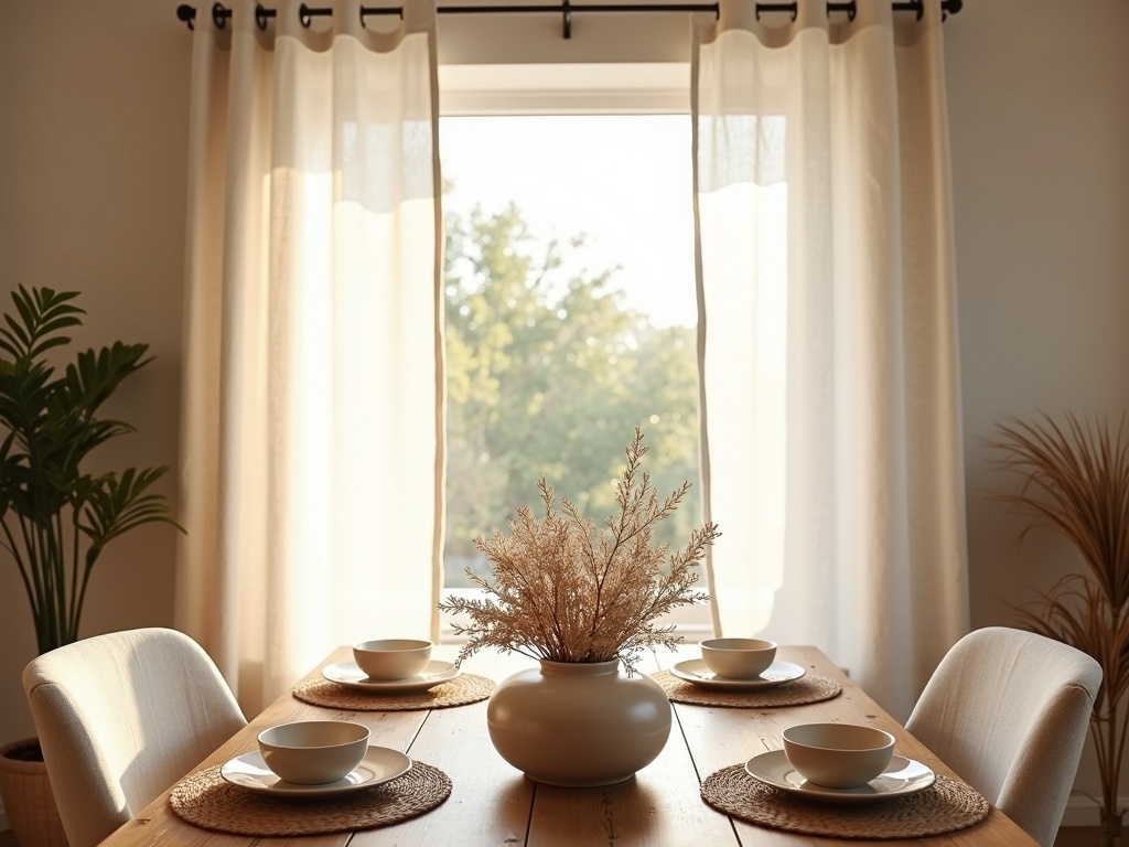 Linen Curtains in Dining Room