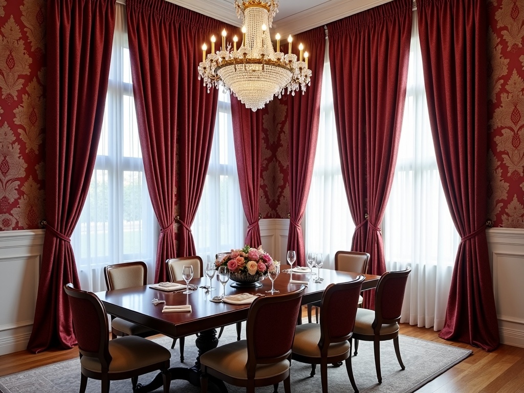 Printed Curtains in Dining Room