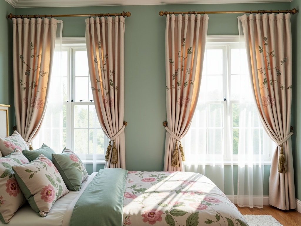 Printed Curtains in Master Bedroom