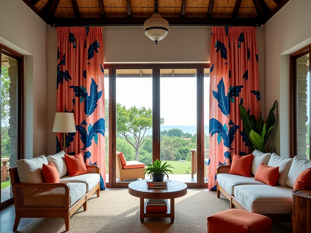 Printed Curtains in Resort Villa