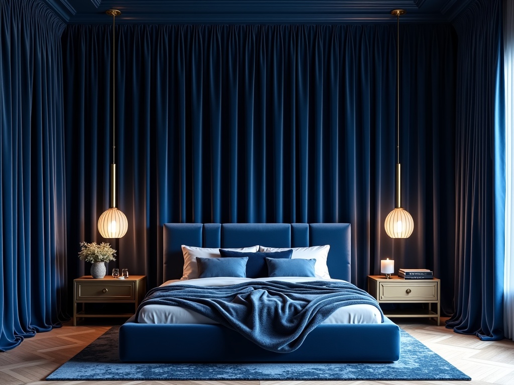Velvet Curtains in Master Bedroom